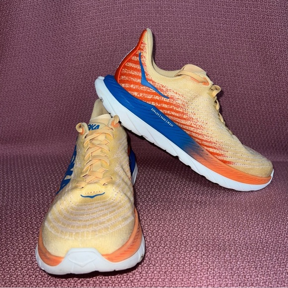 Hoka One One Mach 5 Running Shoes men’s size 8.5 Orange Blue - Picture 3 of 9